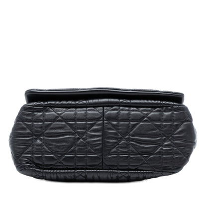 Black Dior Medium Lambskin Cannage Gaufre Delices Flap Shoulder Bag