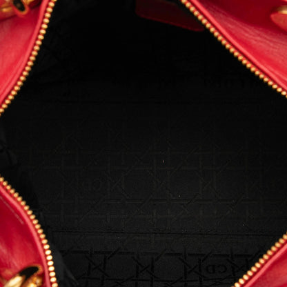 Red Dior Medium Lambskin Cannage Lady Dior Satchel