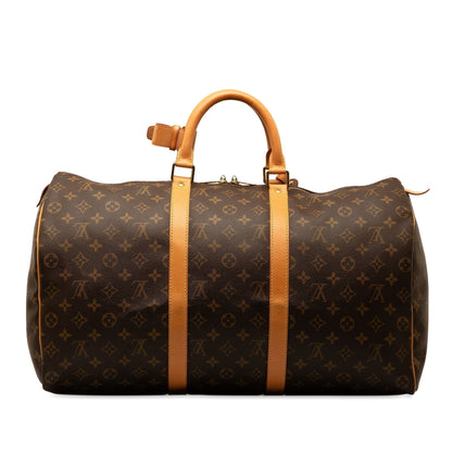 Brown Louis Vuitton Monogram Keepall 50 Travel Bag