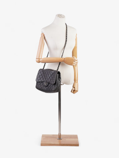 Chanel Classic Single Flap Grey Lambskin Leather Jumbo