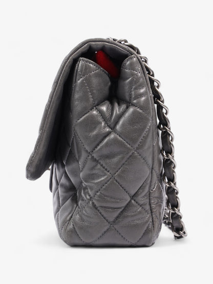 Chanel Classic Single Flap Grey Lambskin Leather Jumbo
