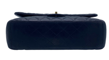 Chanel Maxi Dark Navy Lambskin Timeless Classic Double Flap Bag Gold Hardware Ghw