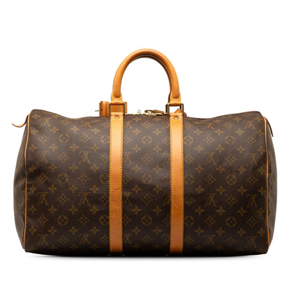 Brown Louis Vuitton Monogram Keepall 45 Travel Bag