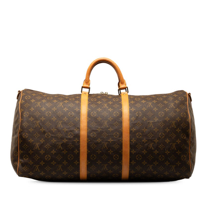 Brown Louis Vuitton Monogram Keepall Bandouliere 60 Travel Bag