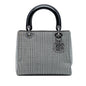 Gray Dior Medium Canvas Houndstooth Lady Dior Satchel