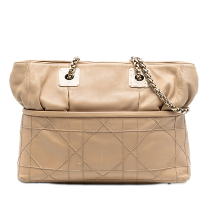 Tan Dior Lambskin Cannage Granville Chain Tote