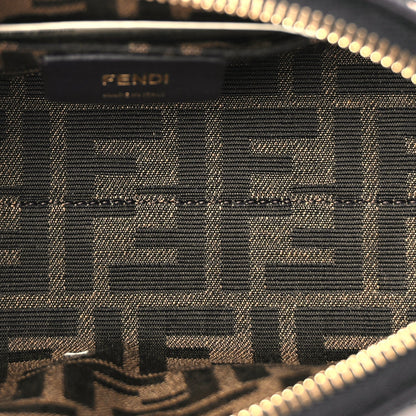 Fendi Raffia Chenille Vitello King Plexiglass Micro FF Mini By The Way Top Handle Boston Bag Naturale Black