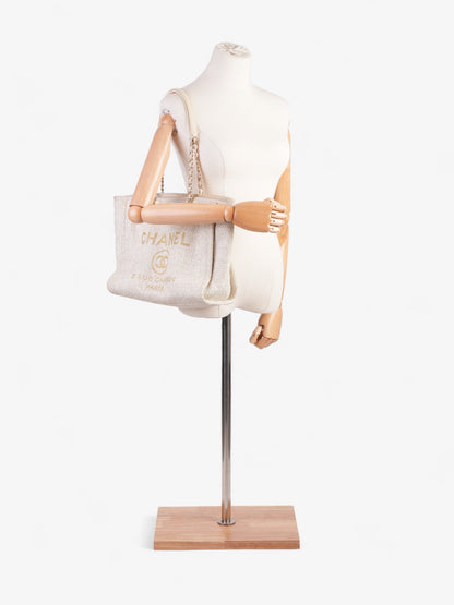 Chanel Deauville Tote Ivory Canvas Small