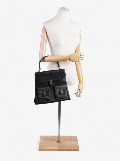 Saint Laurent Top Handle Black Grained Leather