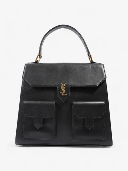 Saint Laurent Top Handle Black Grained Leather