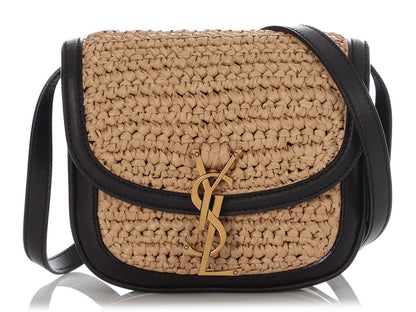 Saint Laurent Small Raffia And Black Monogram Kaia
