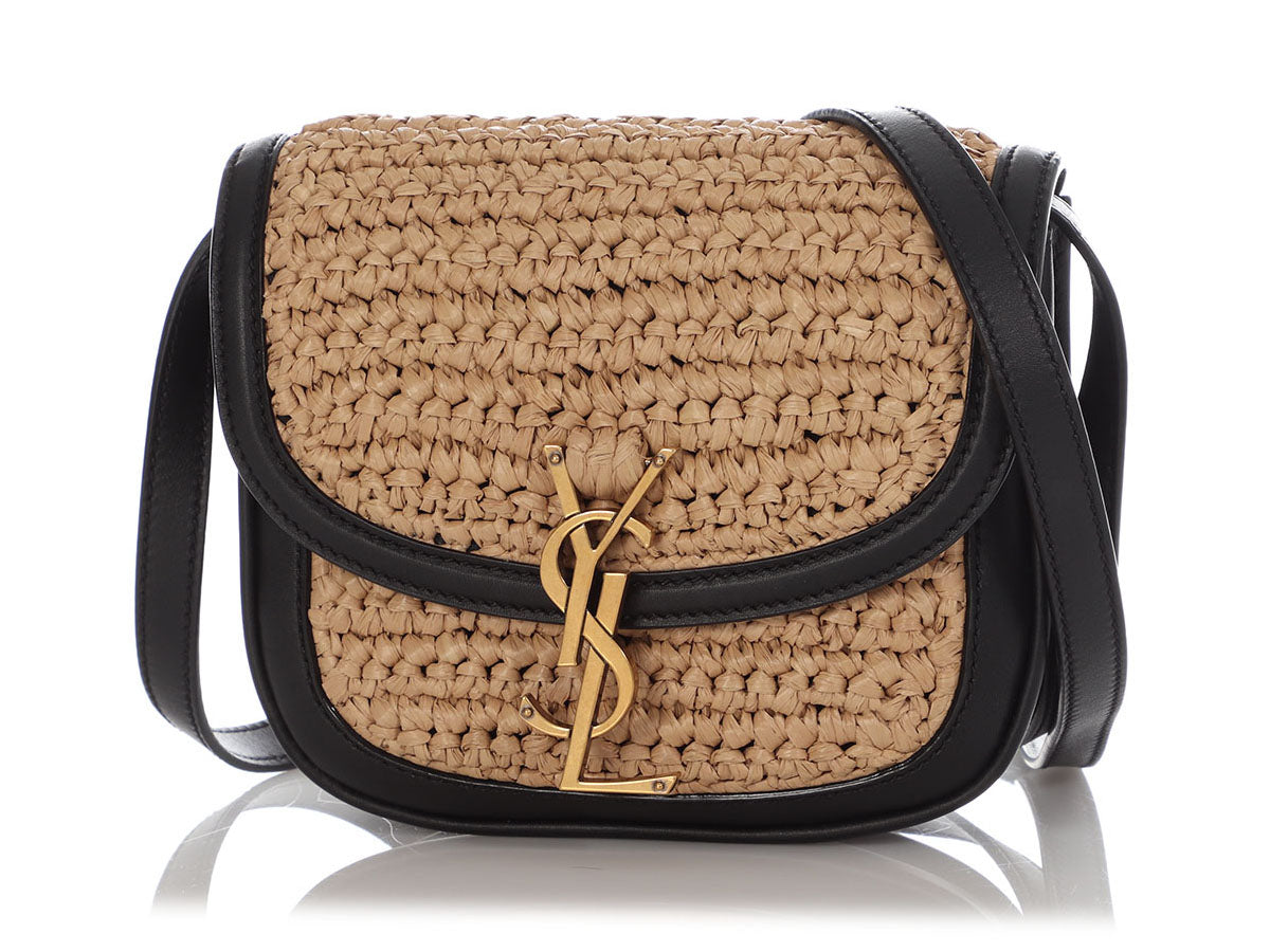 Saint Laurent Small Raffia And Black Monogram Kaia