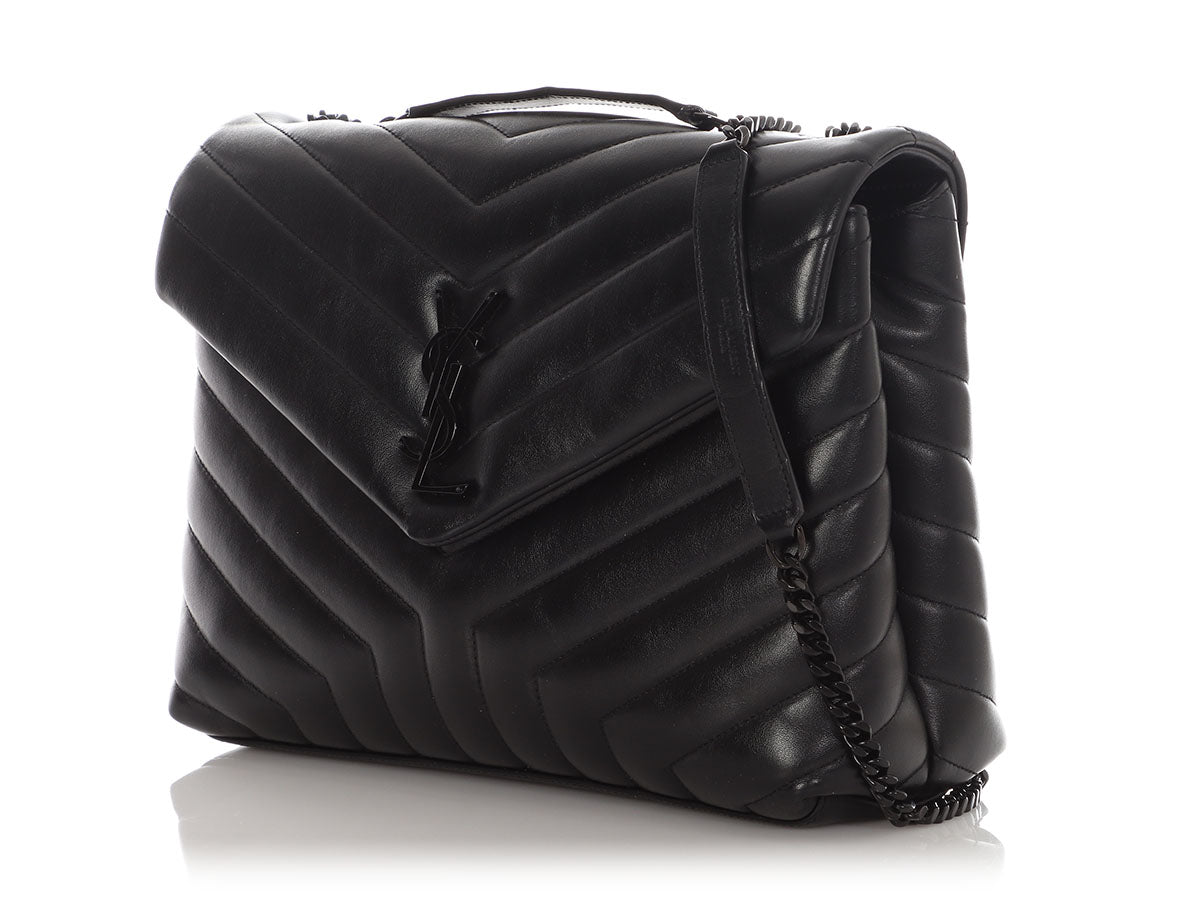 Saint Laurent Medium So Black Matelassé Calfskin Loulou