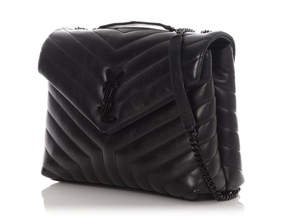 Saint Laurent Medium So Black Matelassé Calfskin Loulou