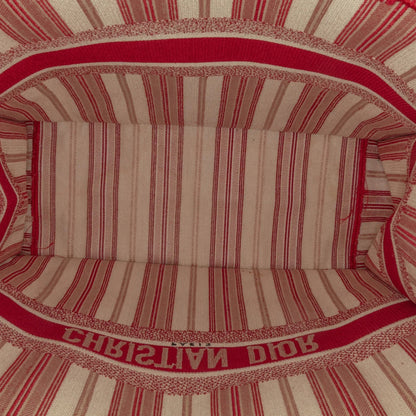 Red Dior Large Striped Book Tote