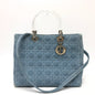 Dior Handbag canvas blue Canage Lady Dior Medium Women