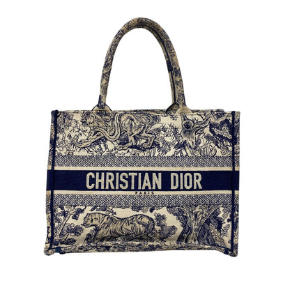Christian Dior Tote Bag canvas white Toile de Jouy Embroidered Women