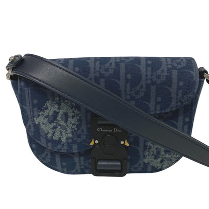 Christian Dior Shoulder Bag Canvas, Leather Navy Oblique Gallop Women
