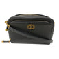 Christian Dior Shoulder Bag leather black Calo double pouch Women