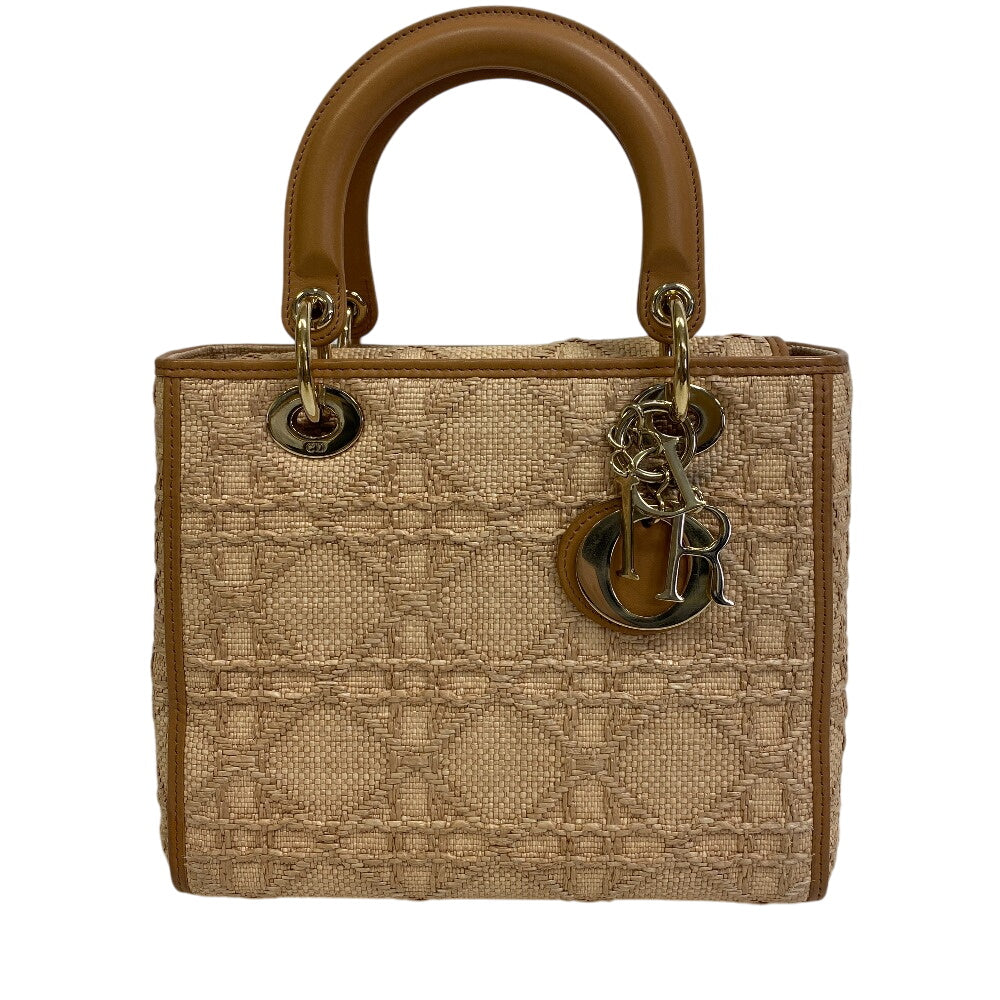 Christian Dior Shoulder Bag M05650MBDM925 Raffia, Leather beige 2way medium bag Canage Women