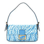 Fendi X SARAH COLEMAN Glazed Canvas Vitello King FF Vertigo Baguette 1997 Cyber Blue White