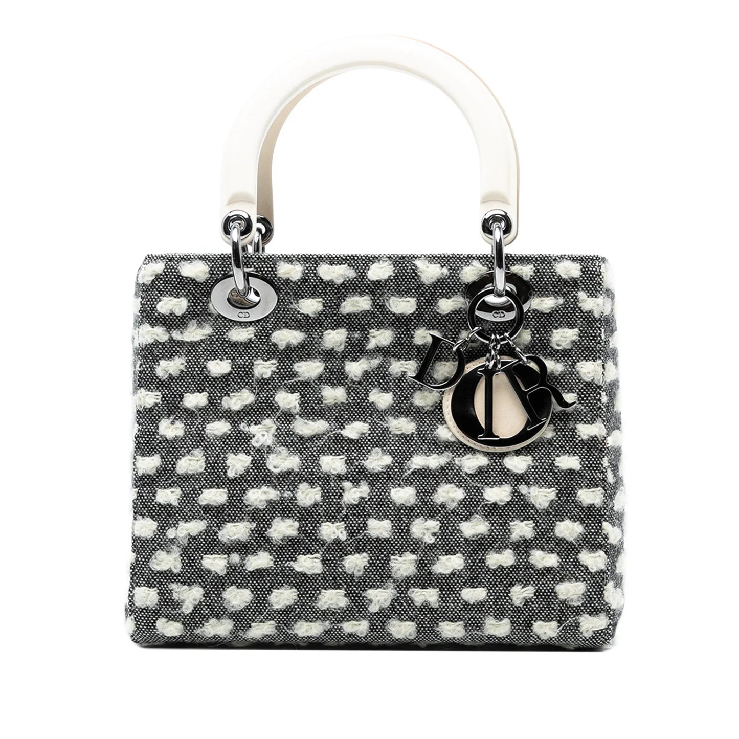 Gray Dior Medium Tweed Lady Dior Satchel