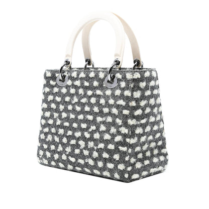 Gray Dior Medium Tweed Lady Dior Satchel