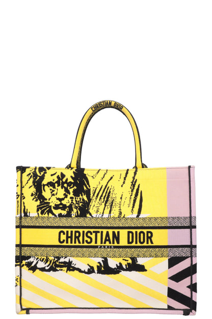 Christian Dior Medium Book Tote Yellow Purple