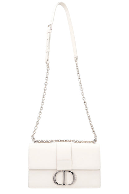 Christian Dior Montaigne 30 Crossbody Bag Graind Leather White