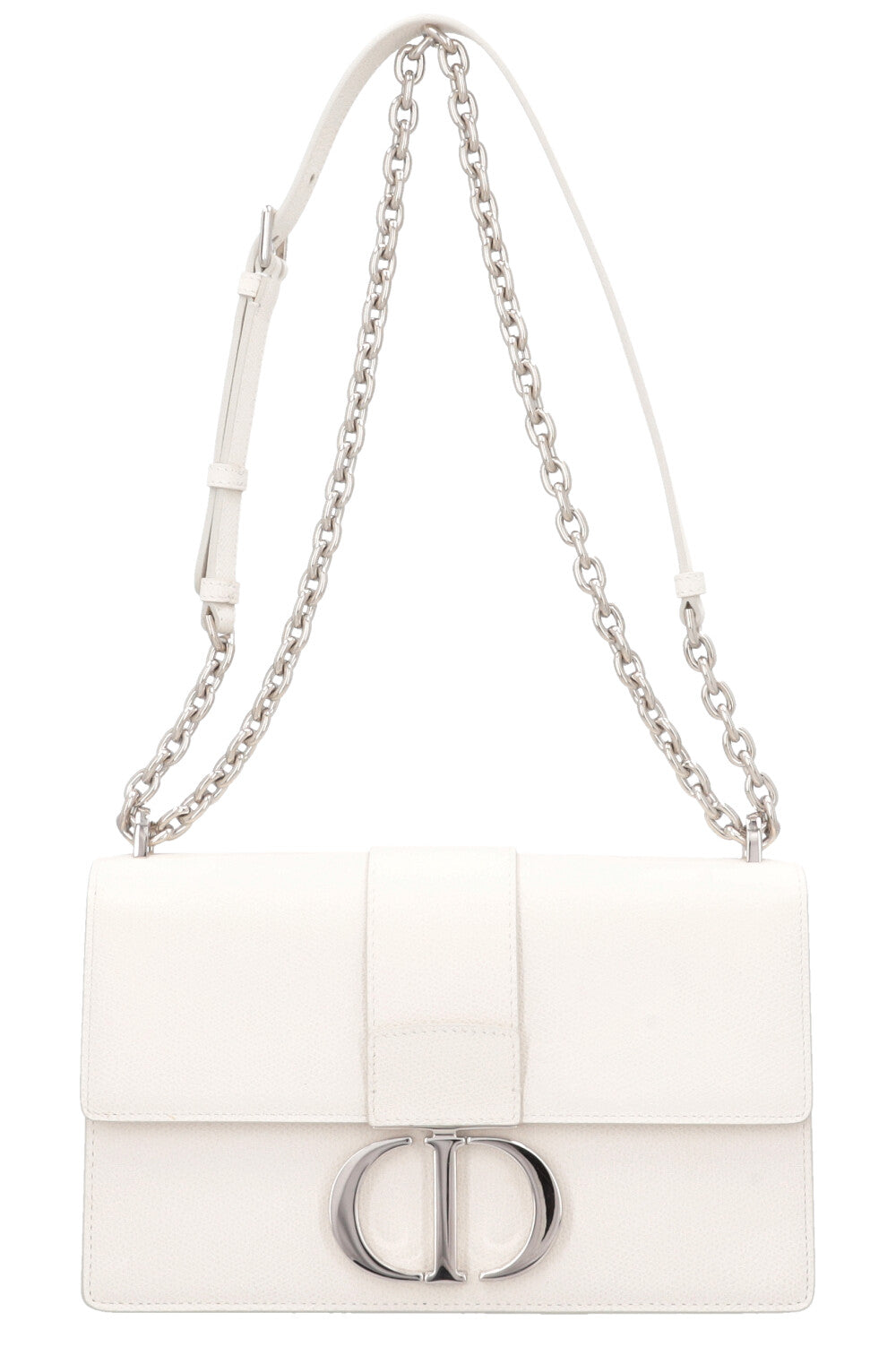 Christian Dior Montaigne 30 Crossbody Bag Graind Leather White