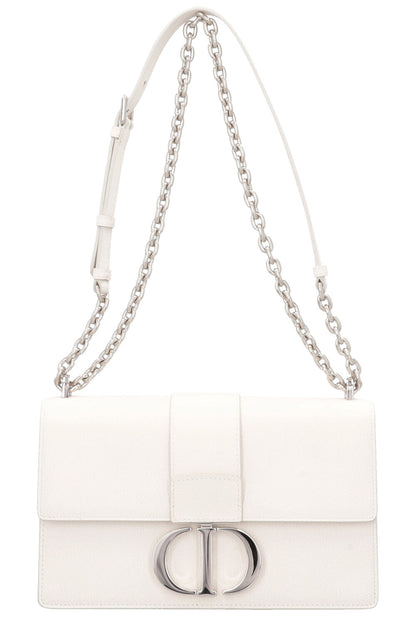 Christian Dior Montaigne 30 Crossbody Bag Graind Leather White