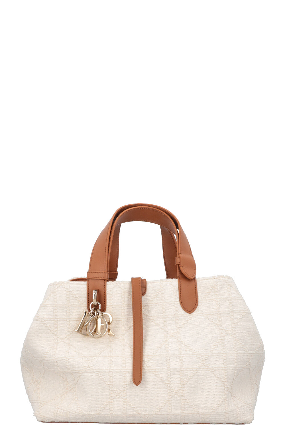 Christian Dior Medium Toujours Bag Macrocannage Canvas White Brown