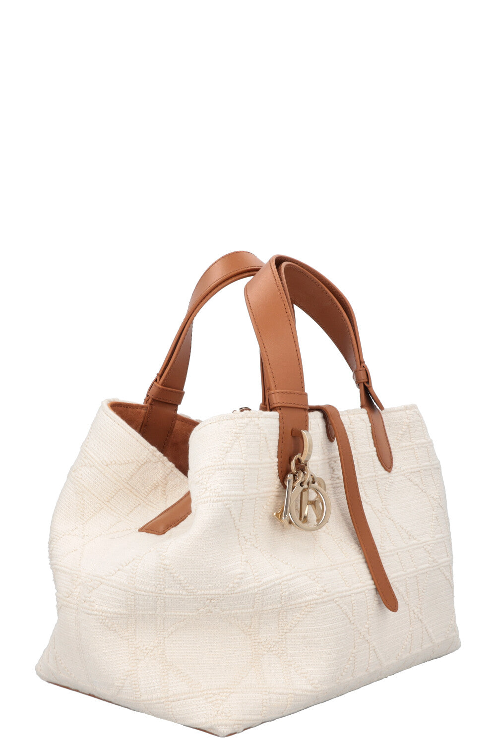 Christian Dior Medium Toujours Bag Macrocannage Canvas White Brown