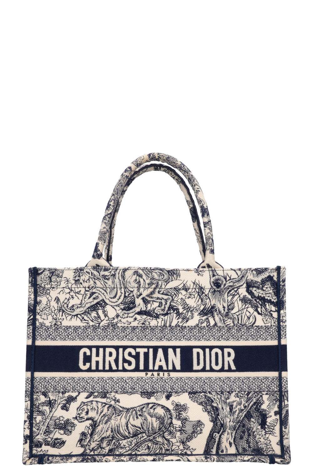 Christian Dior Medium Book Tote Toile De Jouy Blue