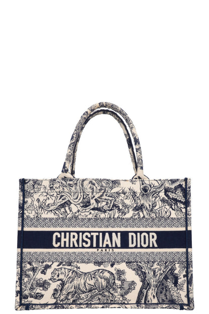 Christian Dior Medium Book Tote Toile De Jouy Blue