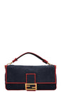 FENDI Large Baguette Crossbody Bag Denim Red