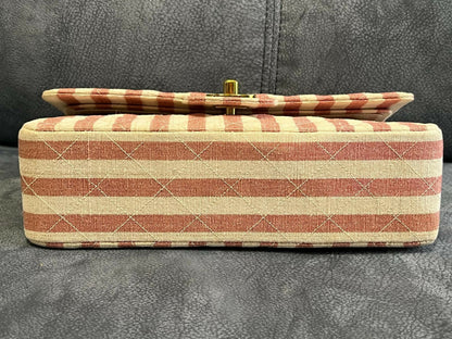 Chanel Striped Linen Classic Flap Bag