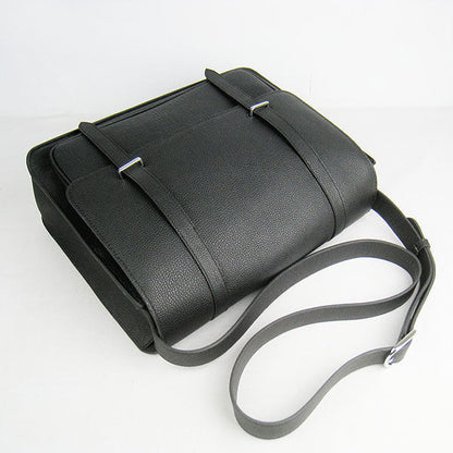 Luxury Hermes Steve Shoulder Bag Cow Leather Black