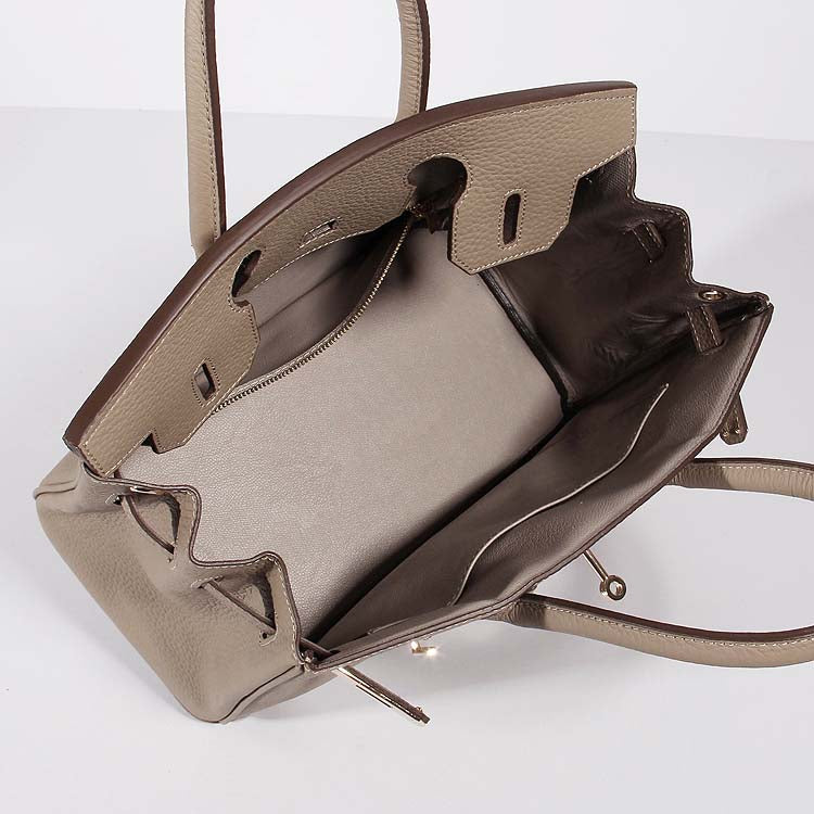 Luxury Hermes 30Cm Birkin Bag Togo Leather With Strap Grey Gold