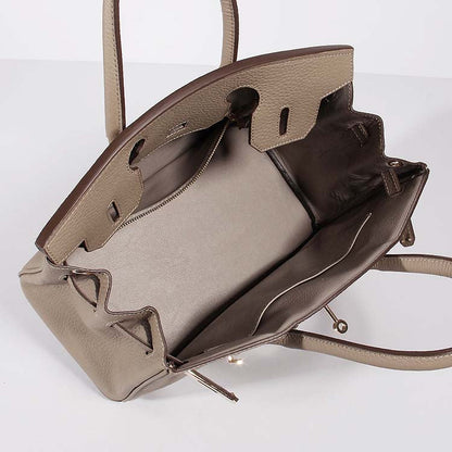 Luxury Hermes 30Cm Birkin Bag Togo Leather With Strap Grey Gold