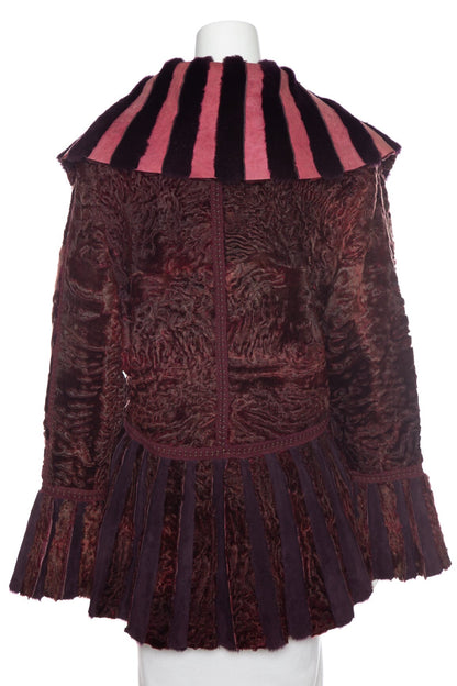 Fendi 2005 Fall/Winter Fur and Silk Belted Jacket SZ N/A