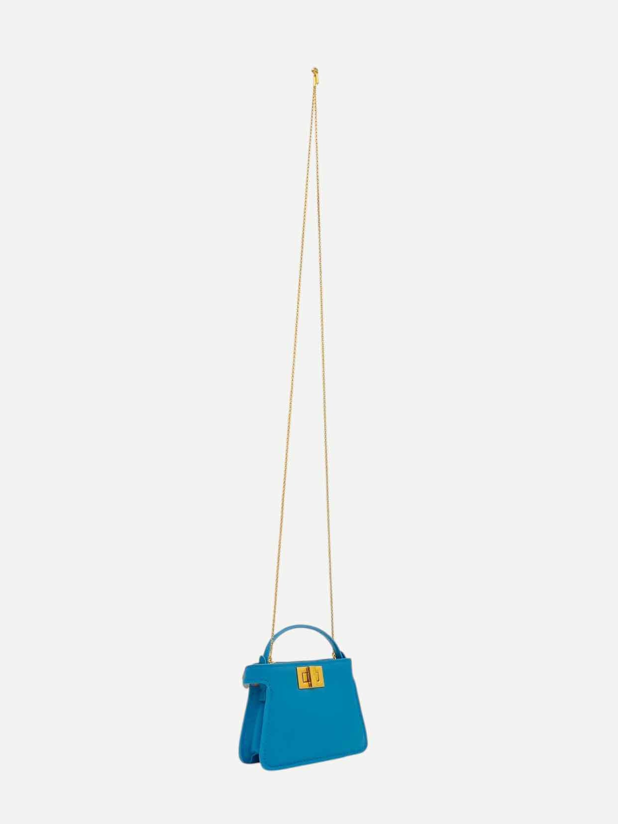 FENDI Nano Peekaboo Charm Blue Shoulder Bag