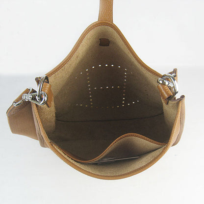 Luxury Hermes Evelyne I Handbag Light Coffee Silver
