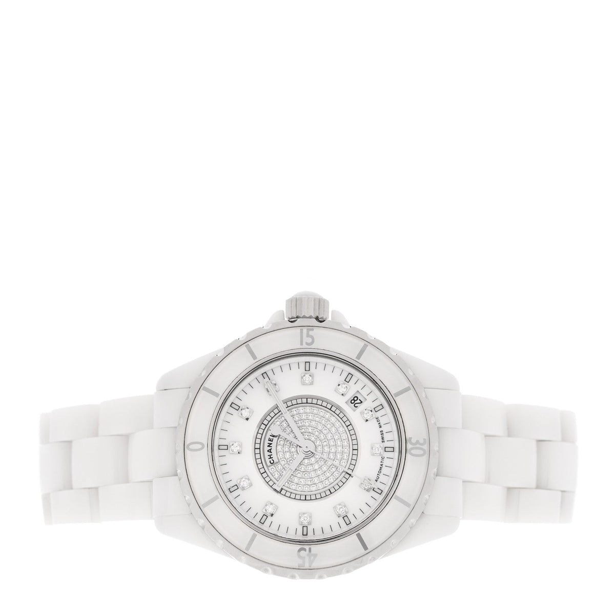 Stainless Steel Ceramic Diamond Dial 38mm J12 Automatic Watch White
