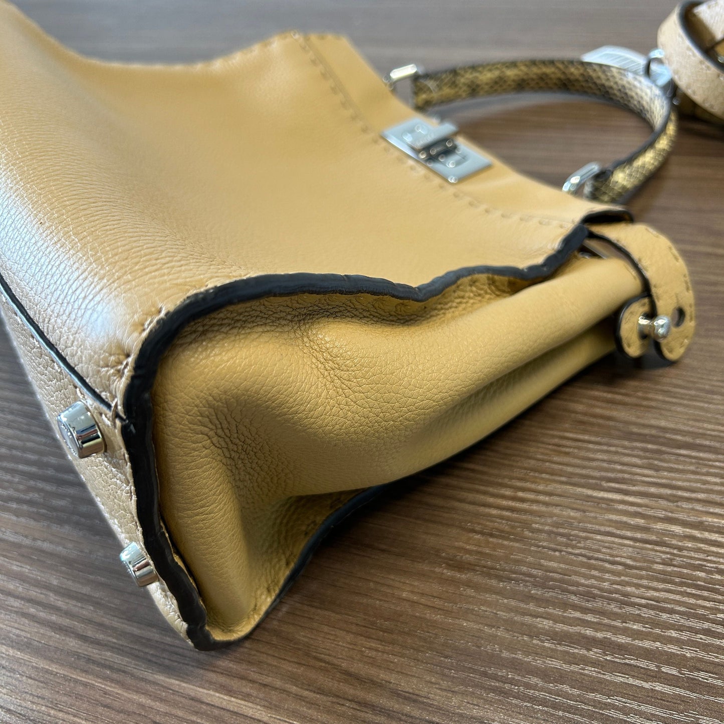 Fendi | Bags | Fendi Peekaboo Essential Selleria Handbag Leather Beige LB119680