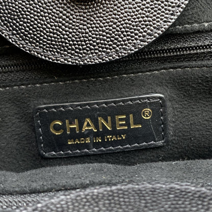 Chanel Black Caviar Leather Studded Deauville Tote Shoulder Bag