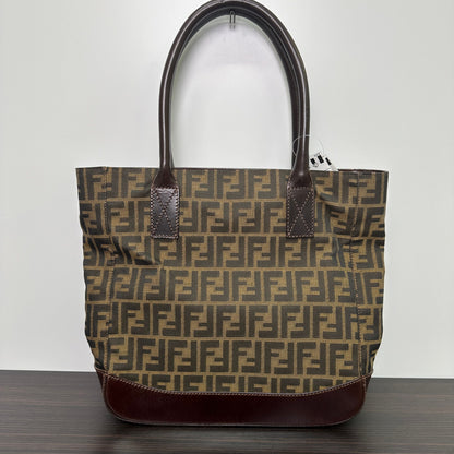 Fendi Leather-Trimmed Zucca Tote - Brown Totes, Handbags LB125418