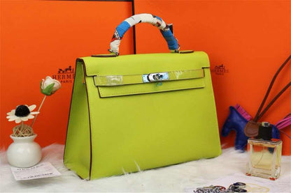 Luxury Hermes Kelly 32Cm Epsom Leather Handbag Lemon Yellow