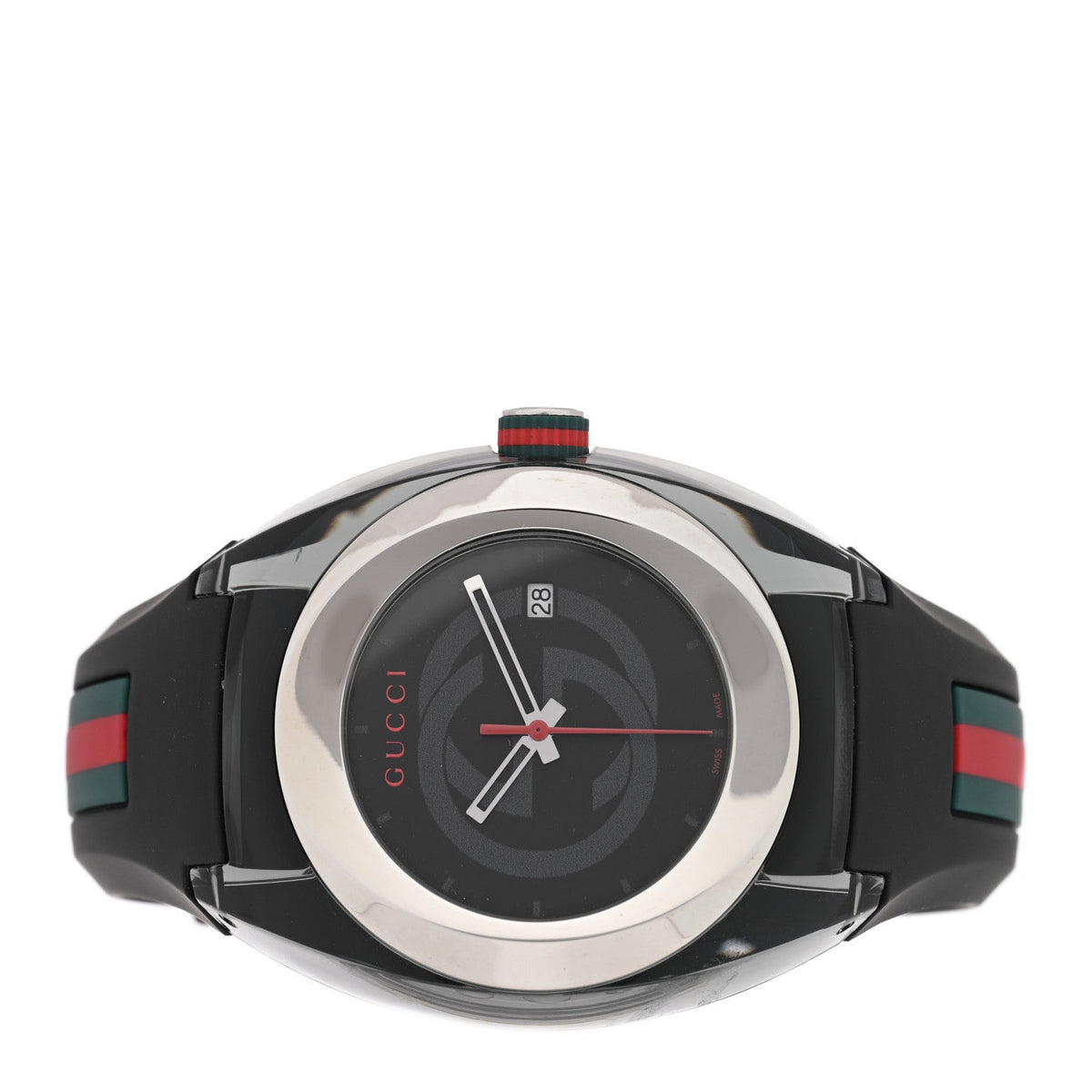 Stainless Steel Rubber 46mm Sync Web Quartz Watch Black