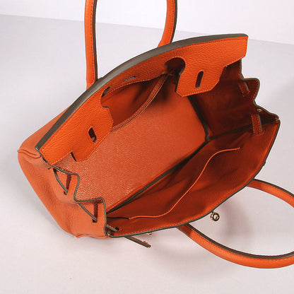 Luxury Hermes 30Cm Birkin Bag Togo Leather With Strap Orange Gold